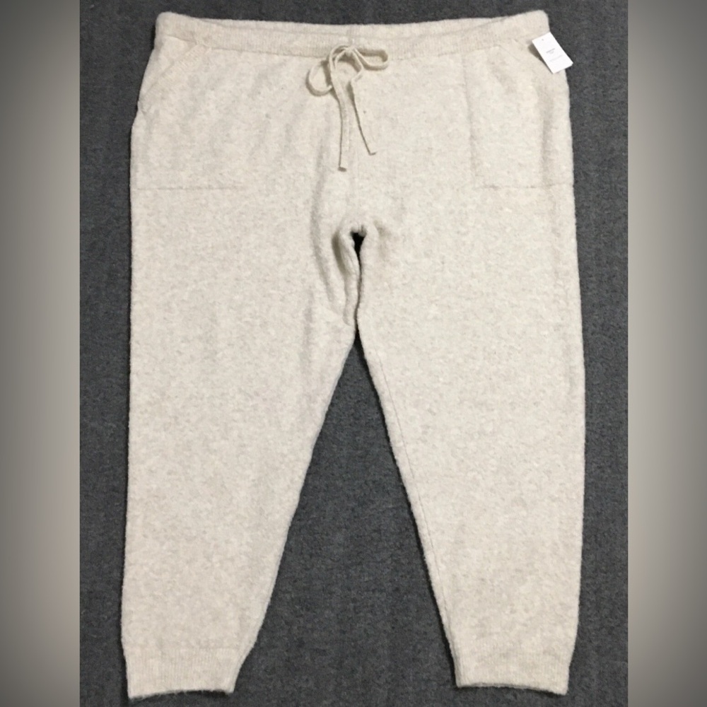 Auden Oatmeal Women's 4X Sweater Knit Ribbed Cuffed-Leg Jogger Pajama Pants - Picture 8 of 9